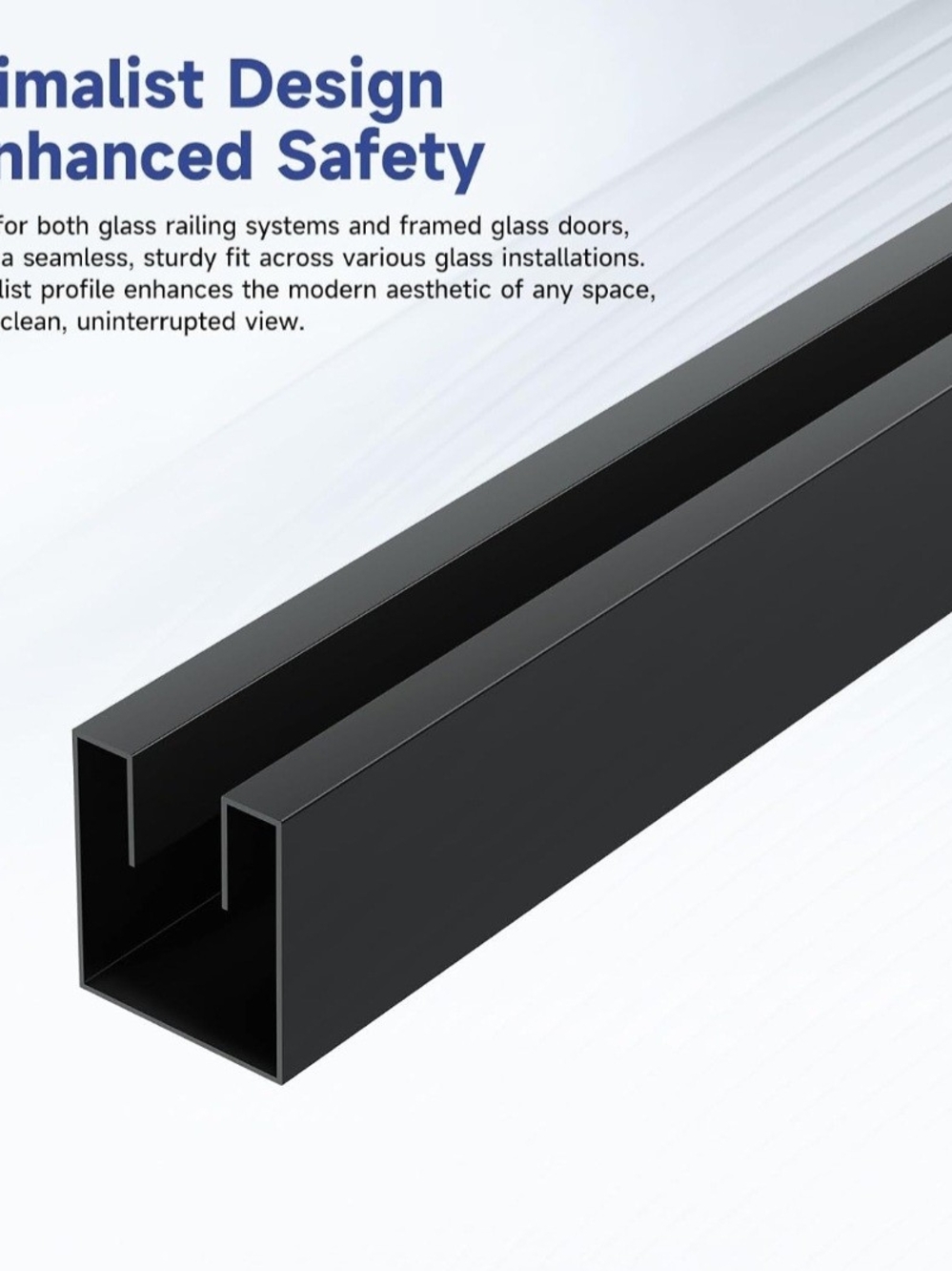 4 Pack 6'6" Glass Top Rails Channel for 10mm or 3/8" Aluminum Glass Rail